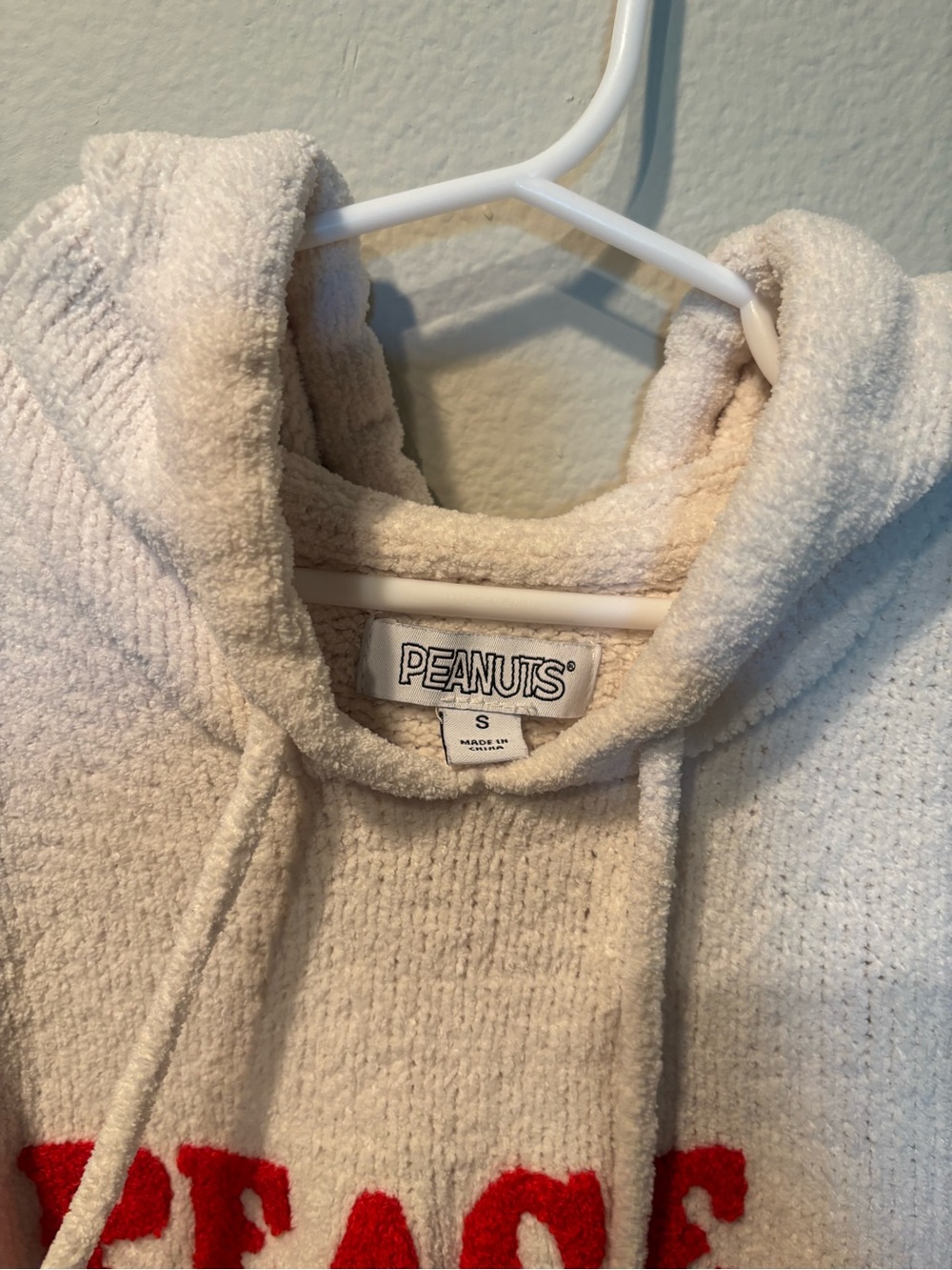 Peanuts Cream Hoodie with Red Lettering - Picture 3 of 4
